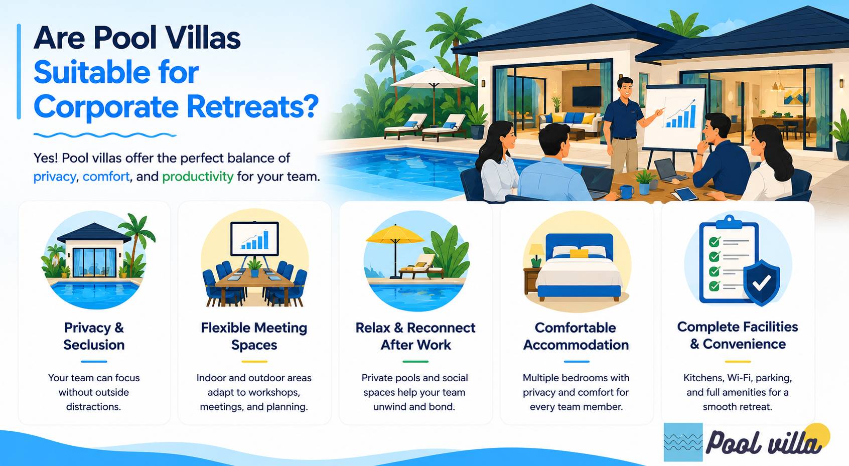 Are Pool Villas Suitable for Corporate Retreats? / pool villa corporate retreat suitable