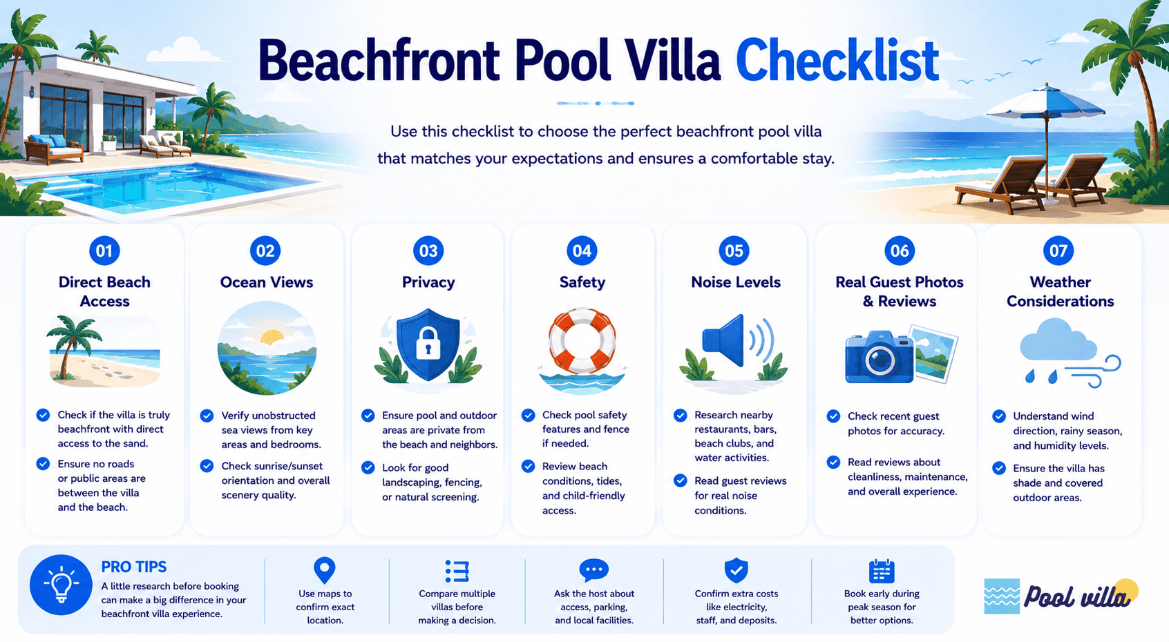 Beachfront Pool Villa Checklist