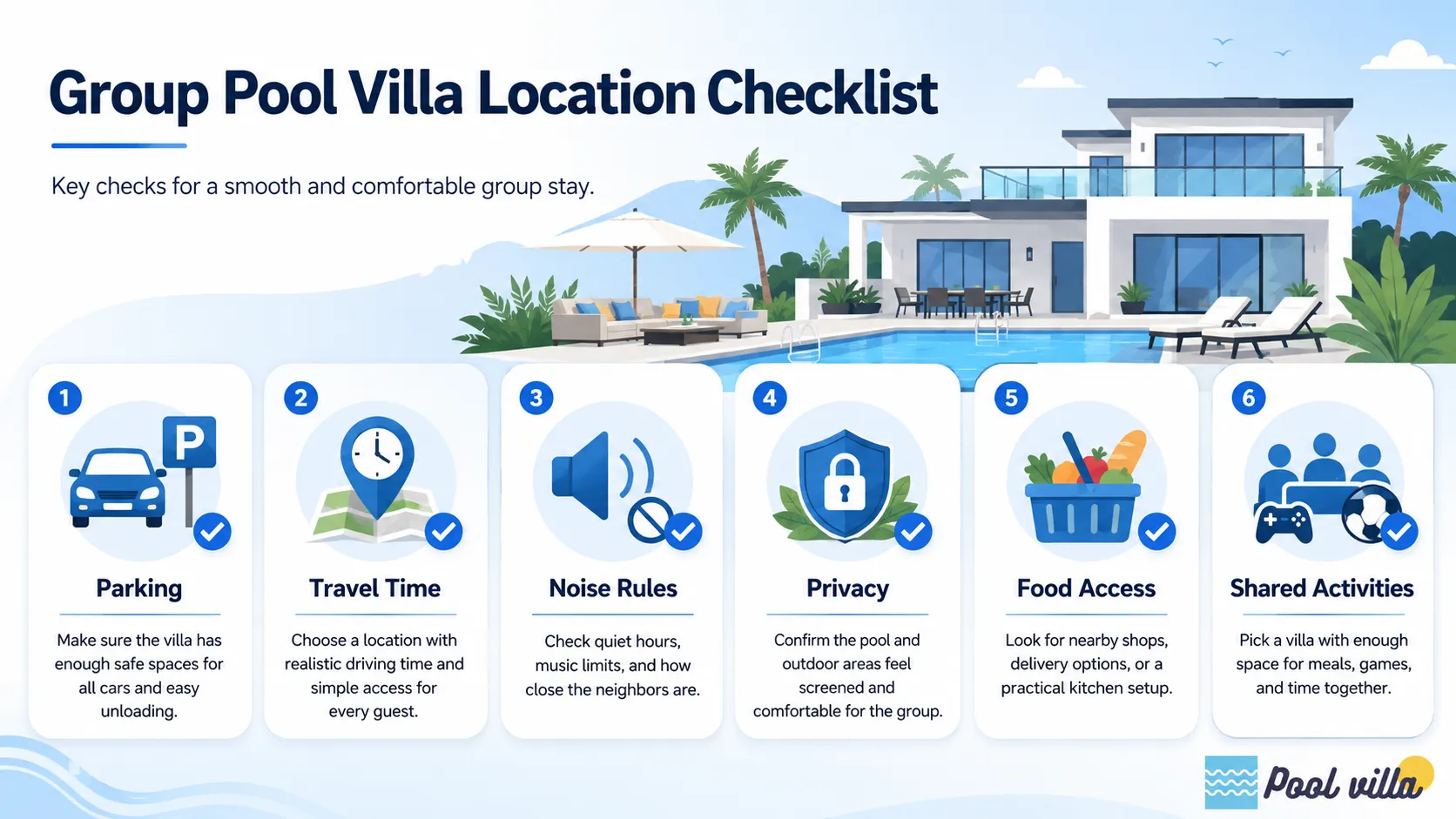 Group Pool Villa Location Checklist