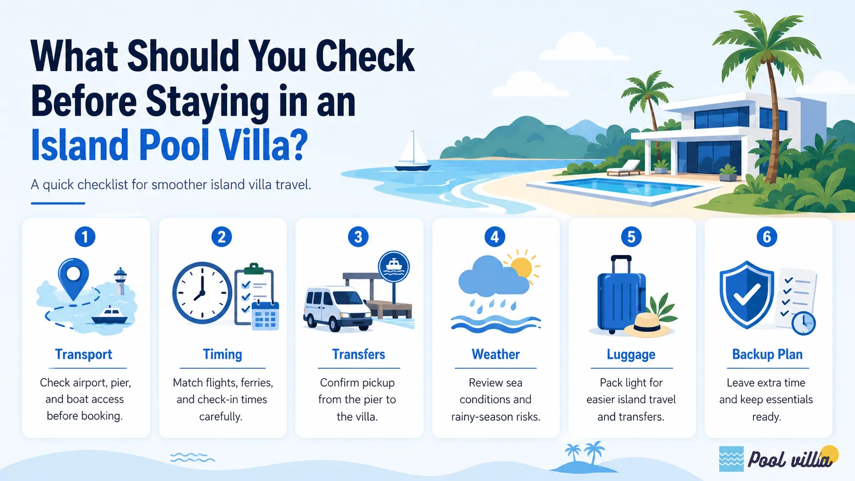 island pool villa checklist