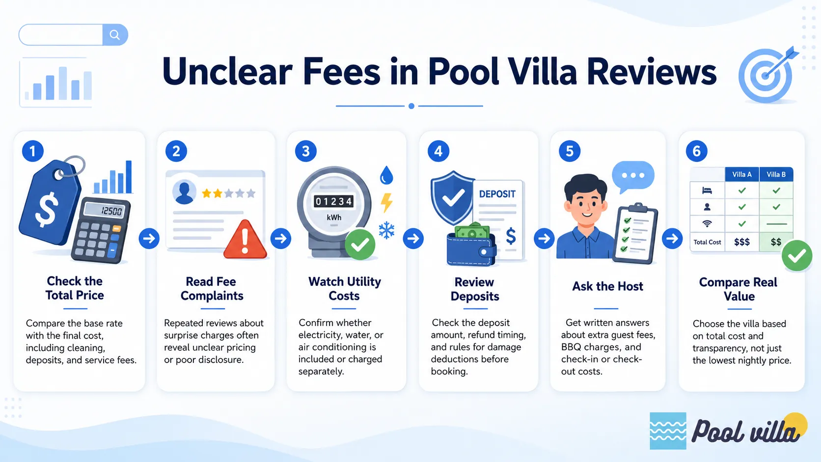 pool villa unclear fees