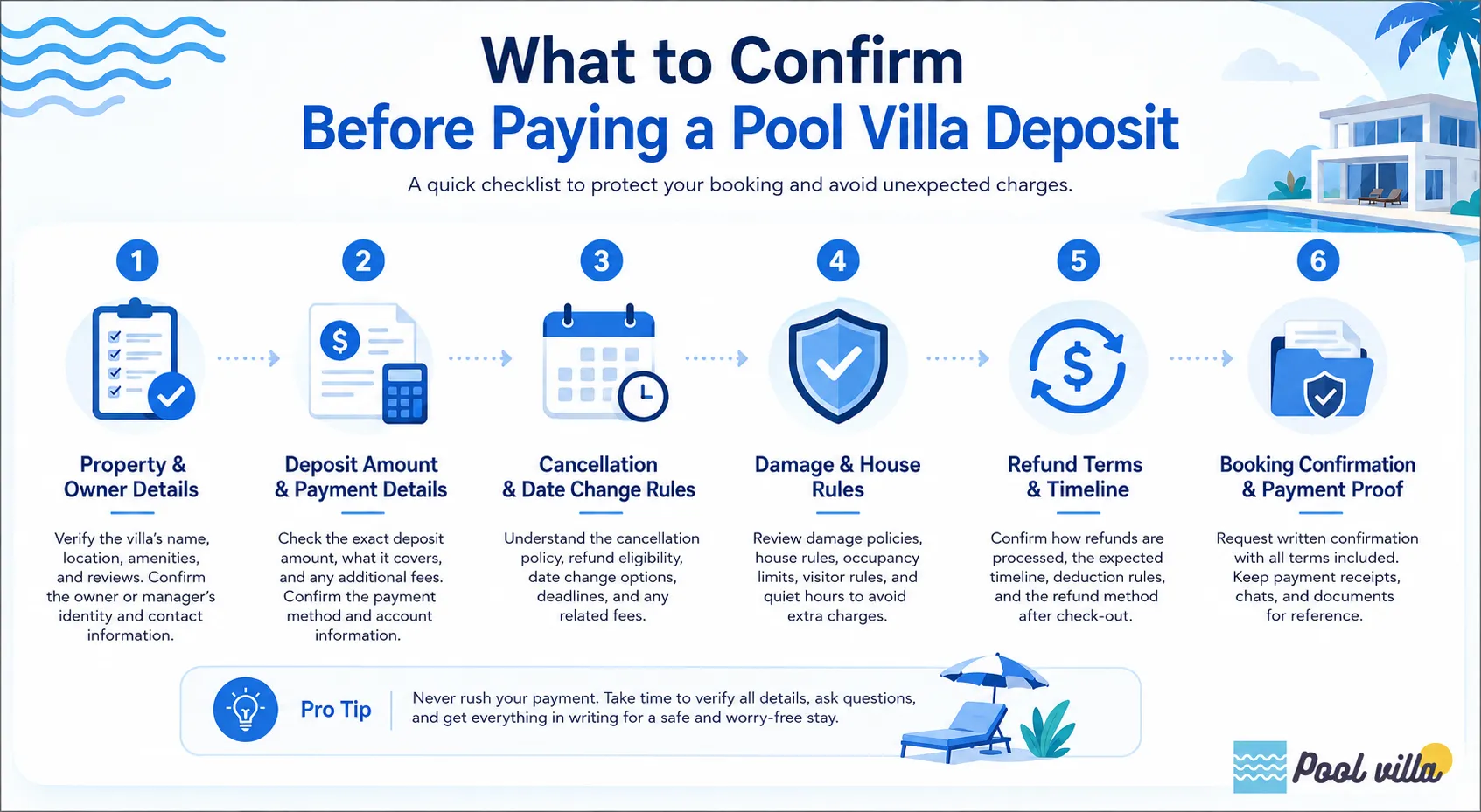 What to Confirm Before Paying a Pool Villa Deposit