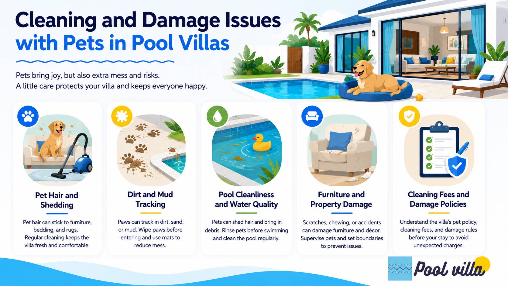 Cleaning and Damage Issues with Pets in Pool Villas / pet friendly pool villa cleaning damage