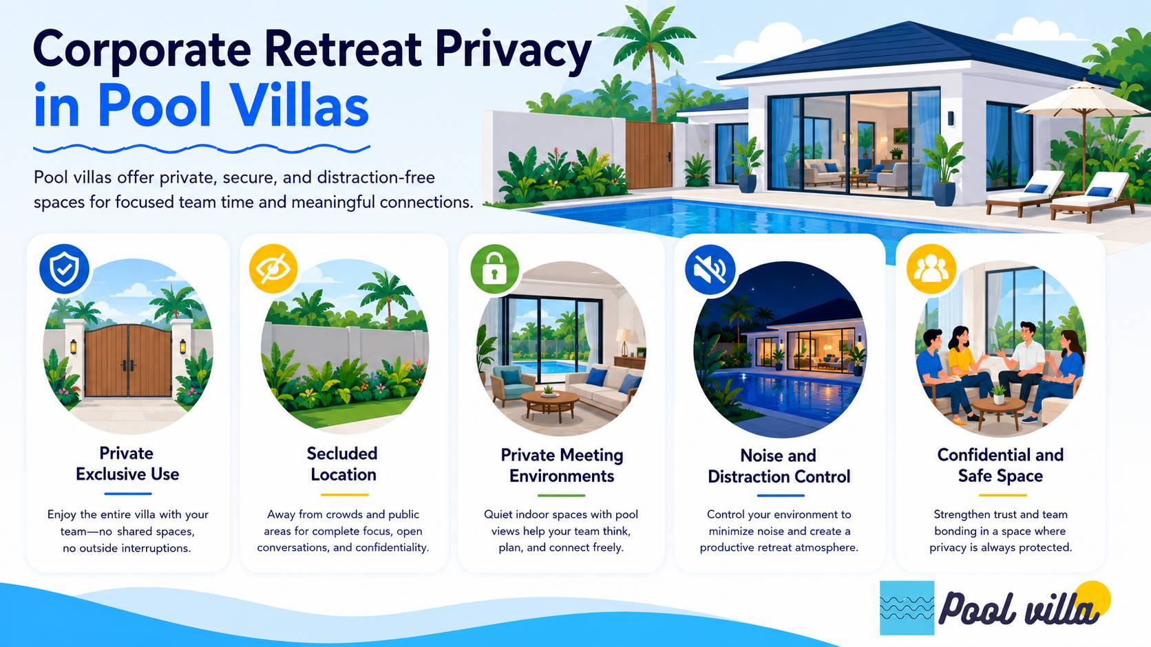 Corporate Retreat Privacy in Pool Villas / pool villa corporate retreat privacy