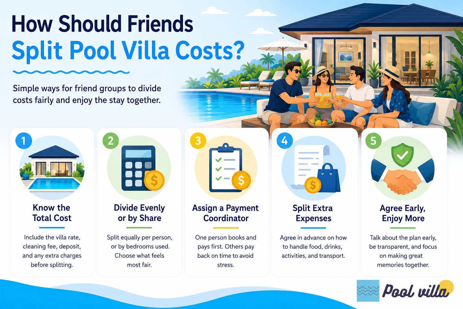 How Should Friends Split Pool Villa Costs / split pool villa cost with friends