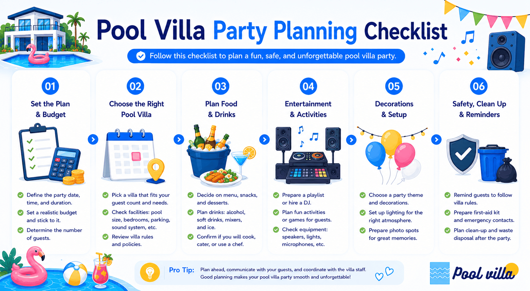 Pool Villa Party Checklist - Essential Things You Should Never Forget