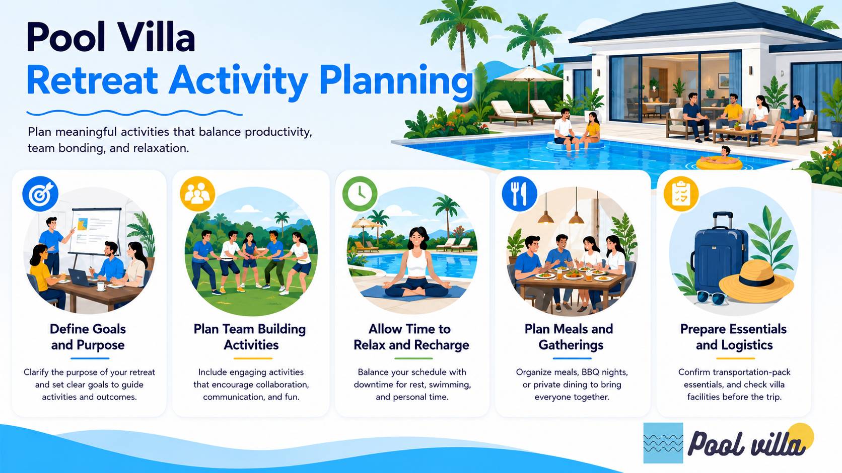 Pool Villa Retreat Activity Planning / pool villa retreat activities