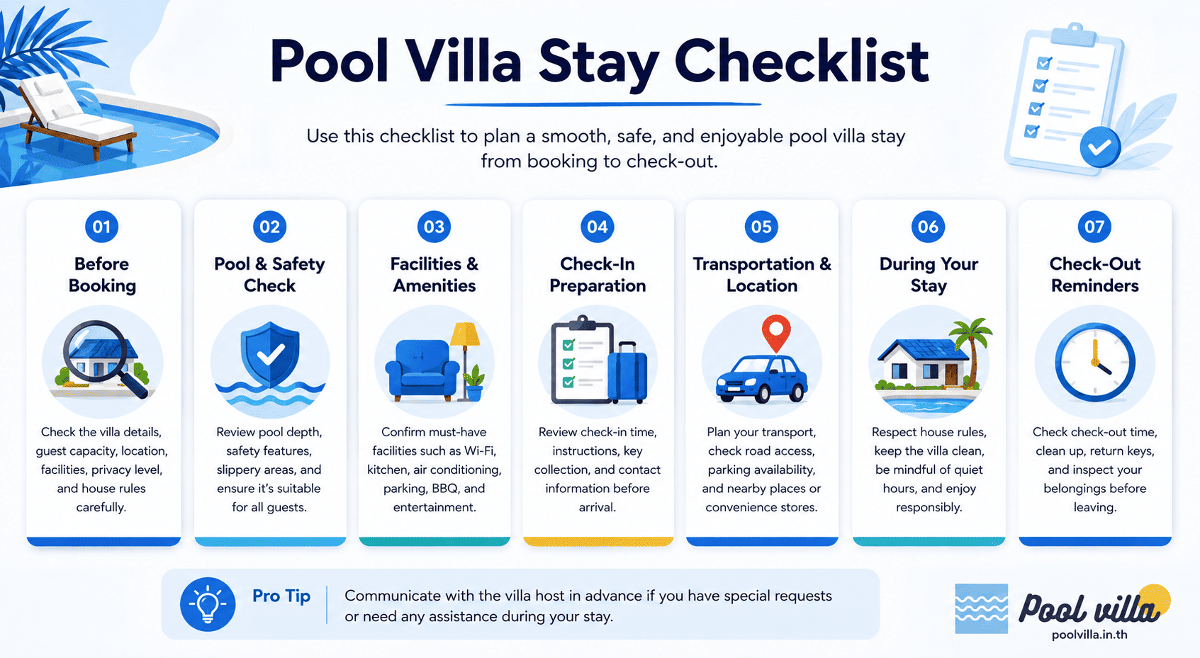 Pool Villa Stay Checklist for Guests