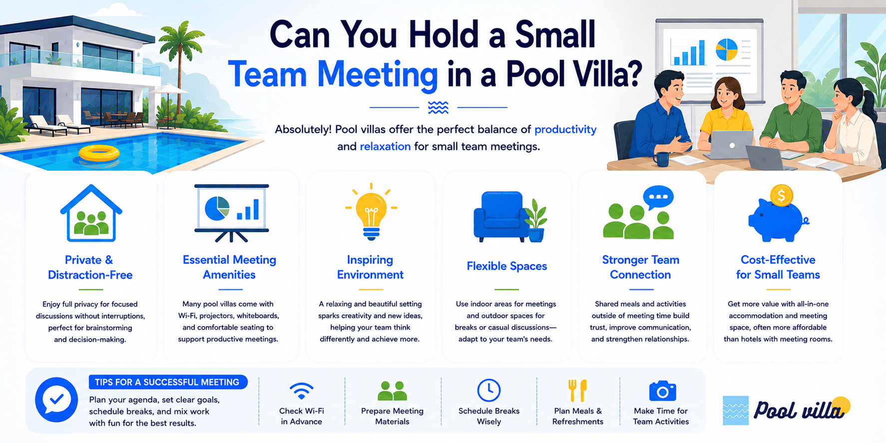 Pool Villa Team Meeting - Smart Benefits for Productive Small Groups