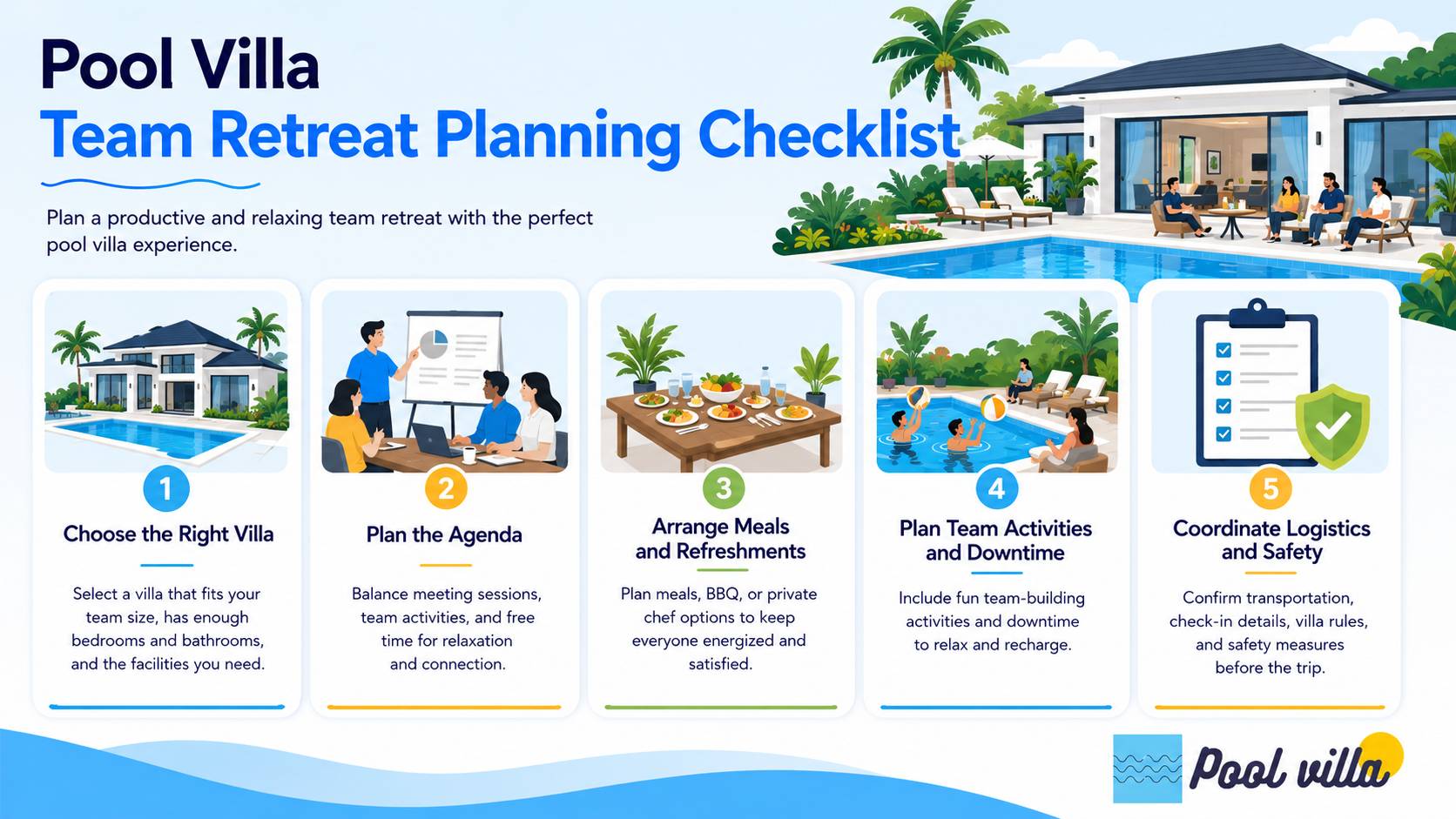 Pool Villa Team Retreat Planning Checklist / pool villa team retreat checklist