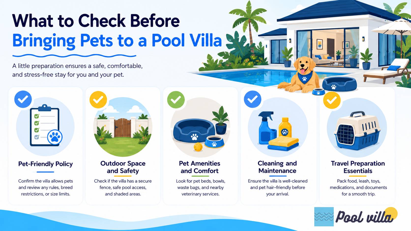 What to Check Before Bringing Pets to a Pool Villa / pool villa pet policy checklist