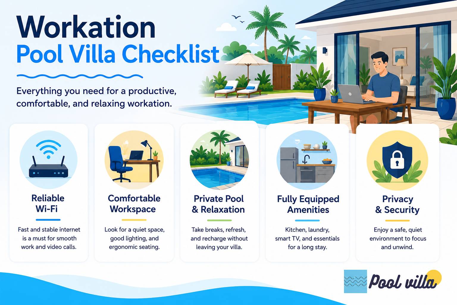 Workation Pool Villa Checklist / pool villa for remote work
